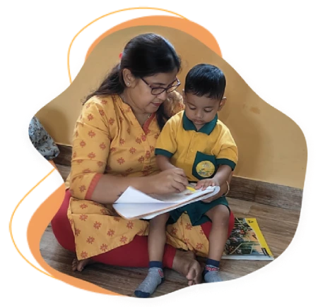 teacher teaching kid